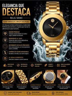 SKMEI Men’s Gold and Black Minimal Dress Watch